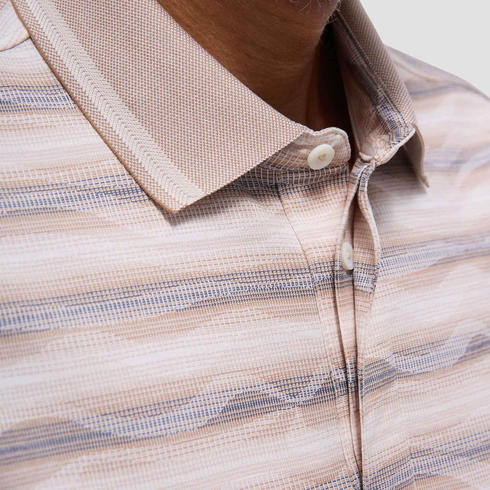 Bugatchi Wave Bird's Eye Polo Shirt Sand