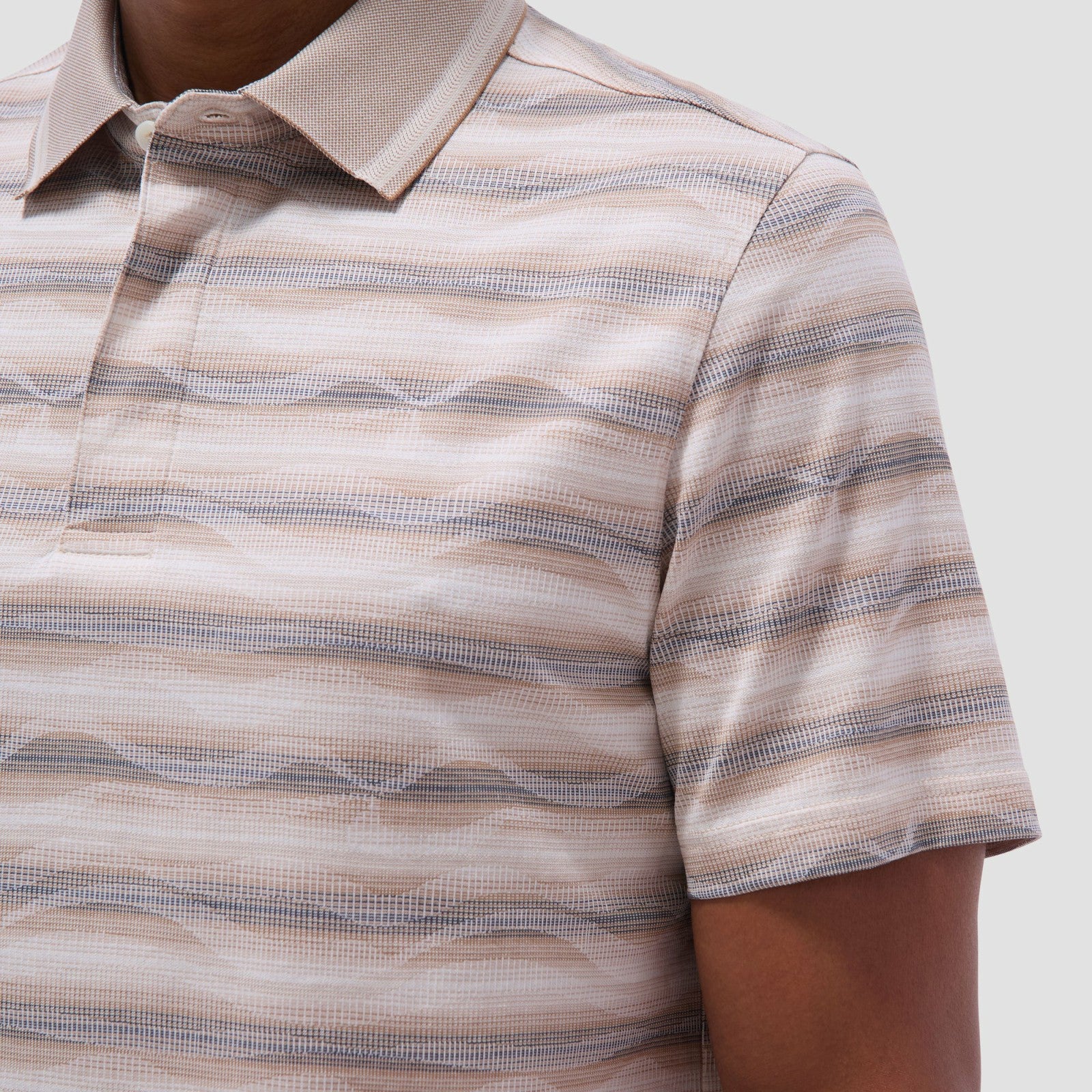 Bugatchi Wave Bird's Eye Polo Shirt Sand