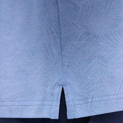Bugatchi Leaf Print Bird's Eye Polo Shirt Classic Blue