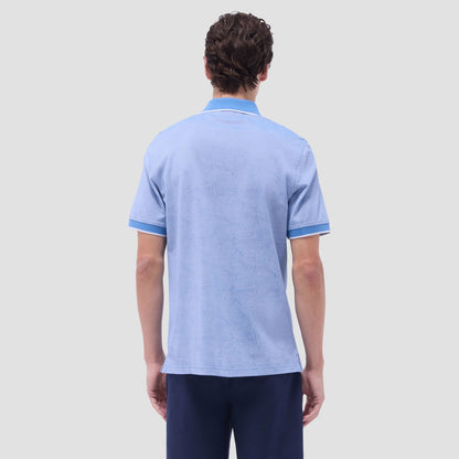 Bugatchi Leaf Print Bird's Eye Polo Shirt Classic Blue