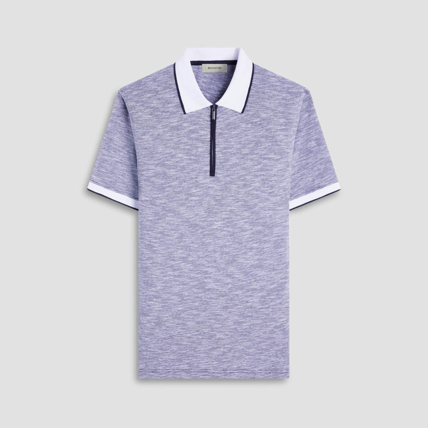 Bugatchi Textured Quarter-Zip Polo Shirt Black