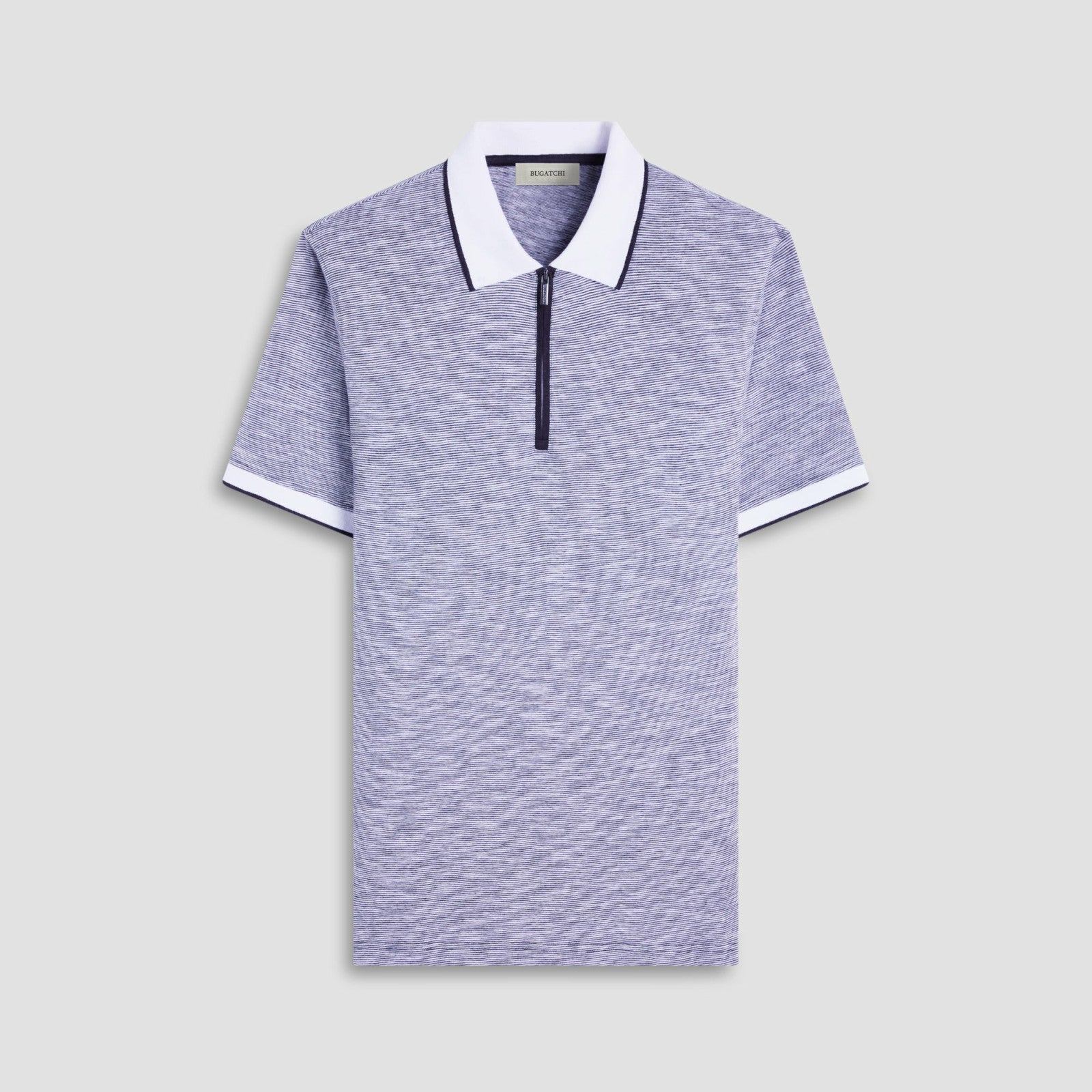 Bugatchi Textured Quarter-Zip Polo Shirt Black