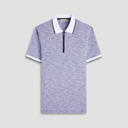 Bugatchi Textured Quarter-Zip Polo Shirt Black