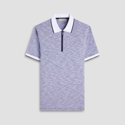 Bugatchi Textured Quarter-Zip Polo Shirt Black