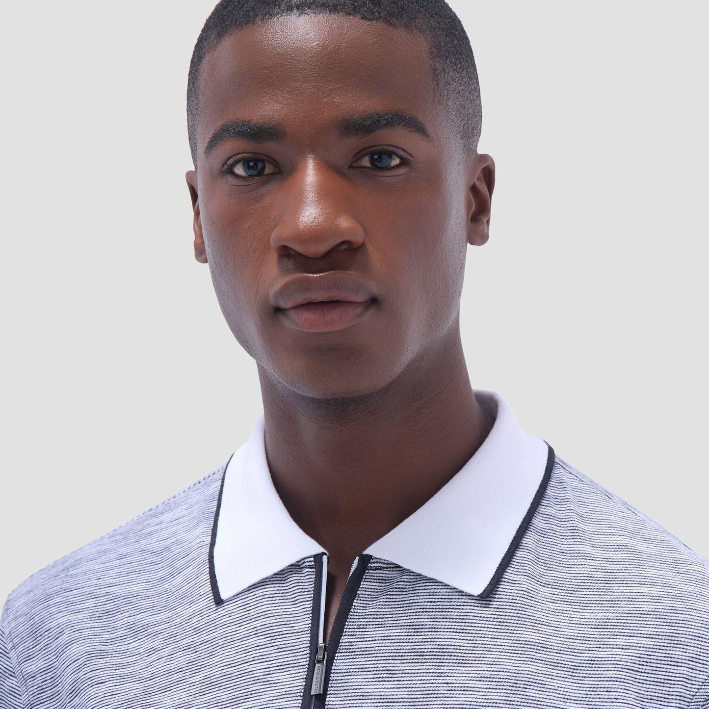 Bugatchi Textured Quarter-Zip Polo Shirt Black
