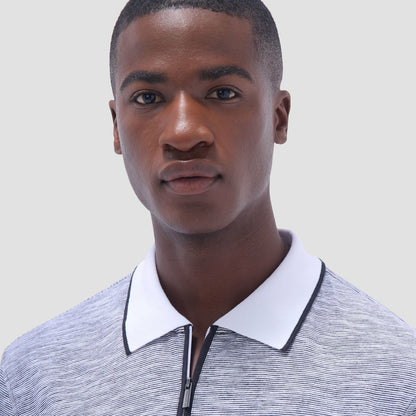 Bugatchi Textured Quarter-Zip Polo Shirt Black