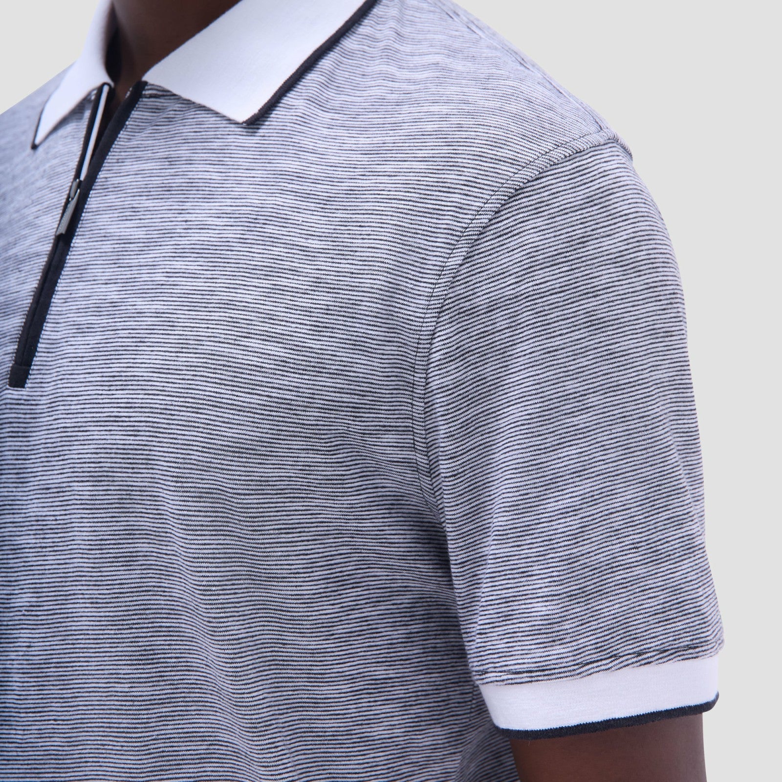 Bugatchi Textured Quarter-Zip Polo Shirt Black