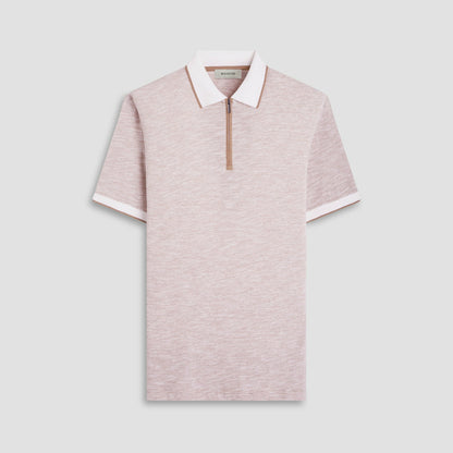 Bugatchi Textured Quarter-Zip Polo Shirt Camel