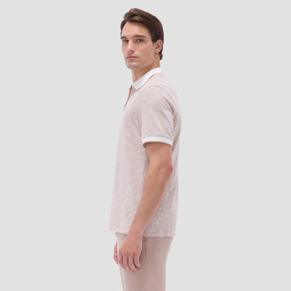 Bugatchi Textured Quarter-Zip Polo Shirt Camel