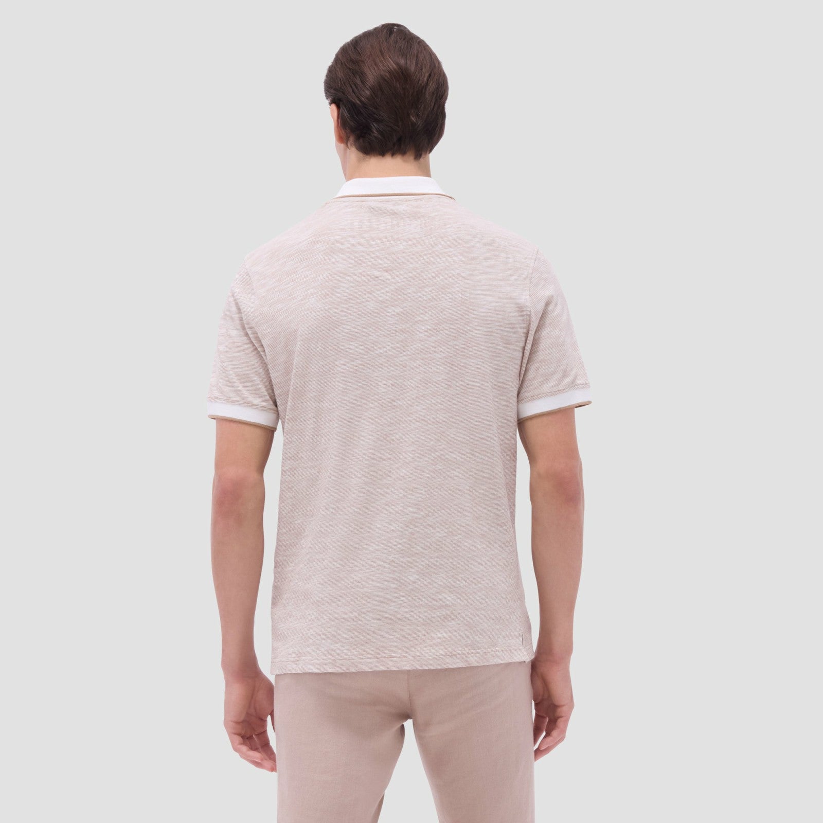 Bugatchi Textured Quarter-Zip Polo Shirt Camel