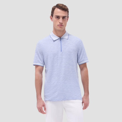 Bugatchi Textured Quarter-Zip Polo Shirt Cobalt