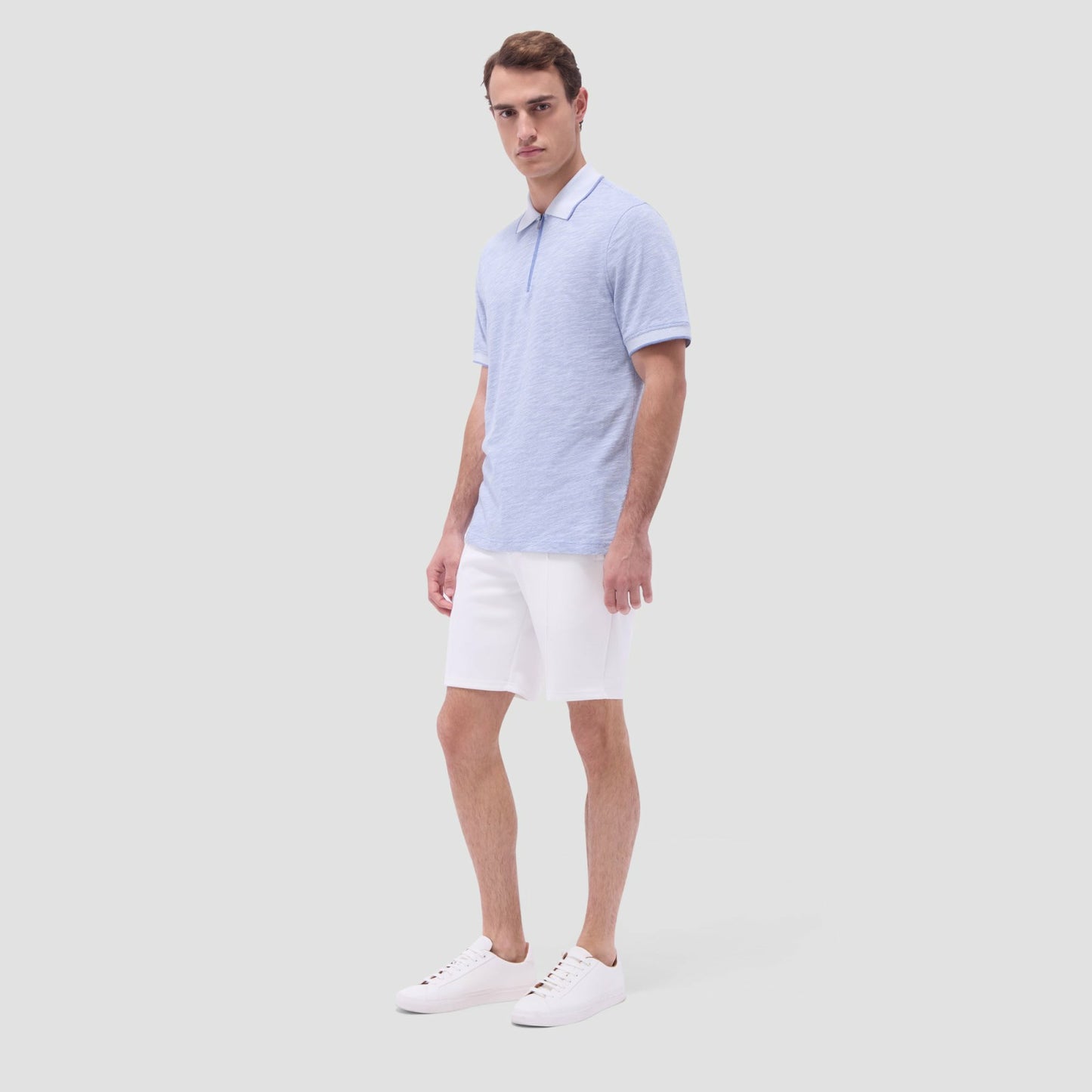 Bugatchi Textured Quarter-Zip Polo Shirt Cobalt