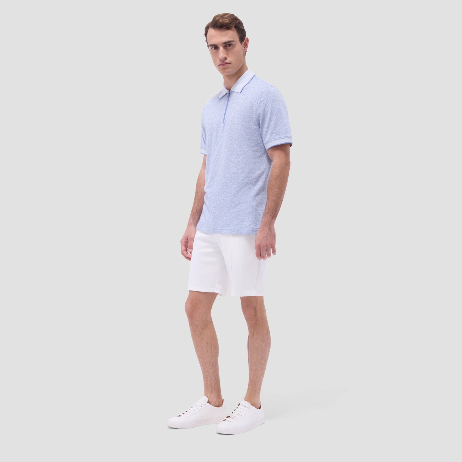 Bugatchi Textured Quarter-Zip Polo Shirt Cobalt