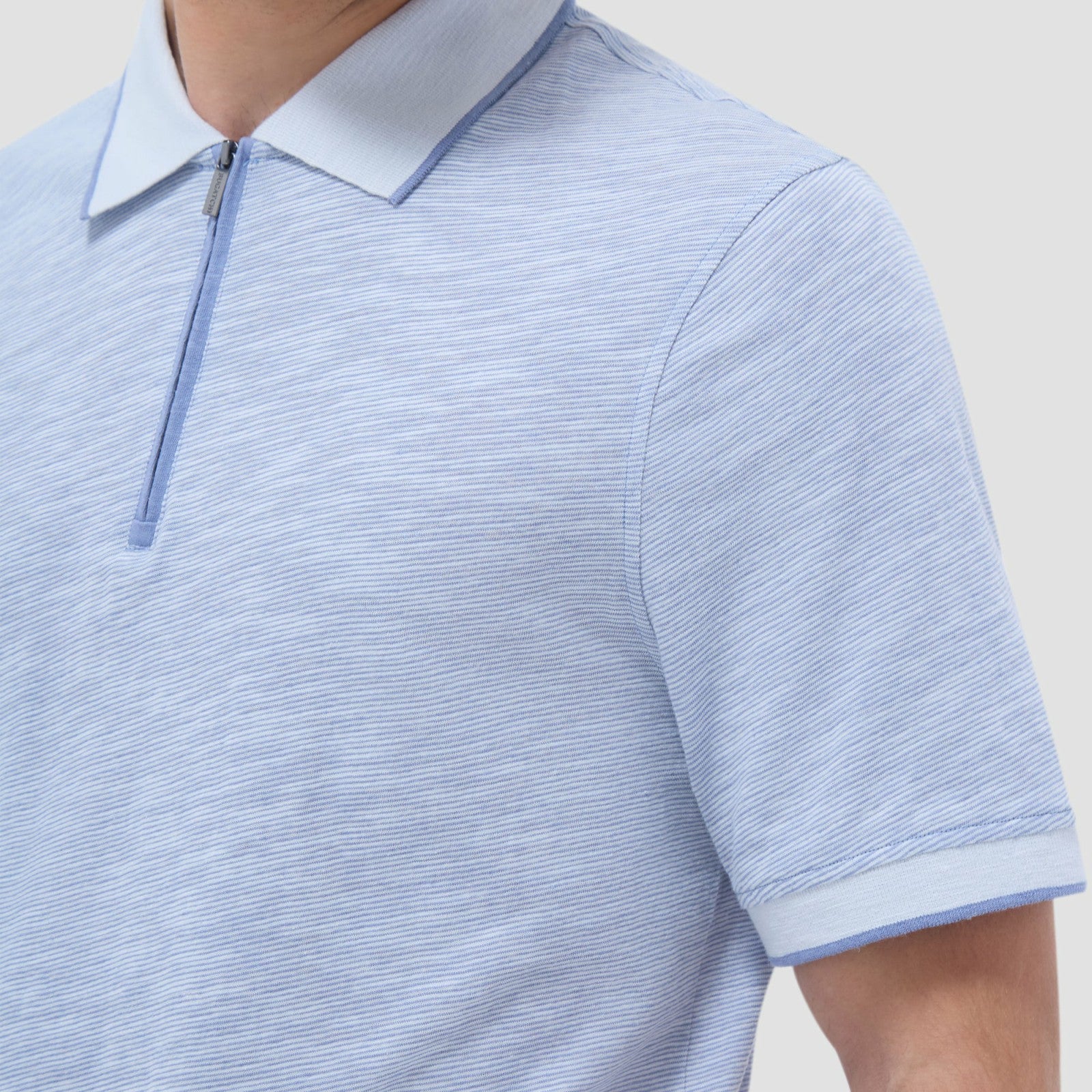 Bugatchi Textured Quarter-Zip Polo Shirt Cobalt