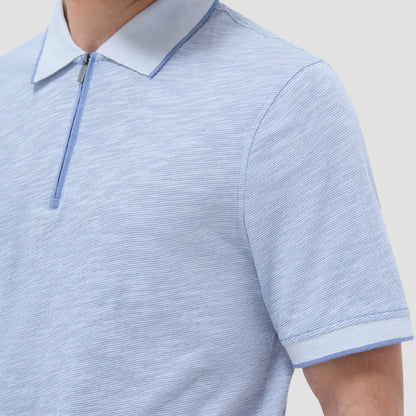 Bugatchi Textured Quarter-Zip Polo Shirt Cobalt