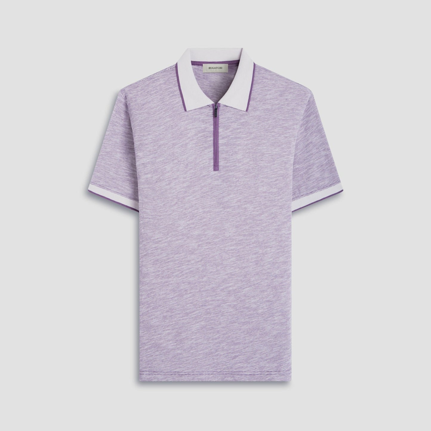 Bugatchi Textured Quarter-Zip Polo Shirt Plum
