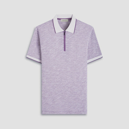 Bugatchi Textured Quarter-Zip Polo Shirt Plum