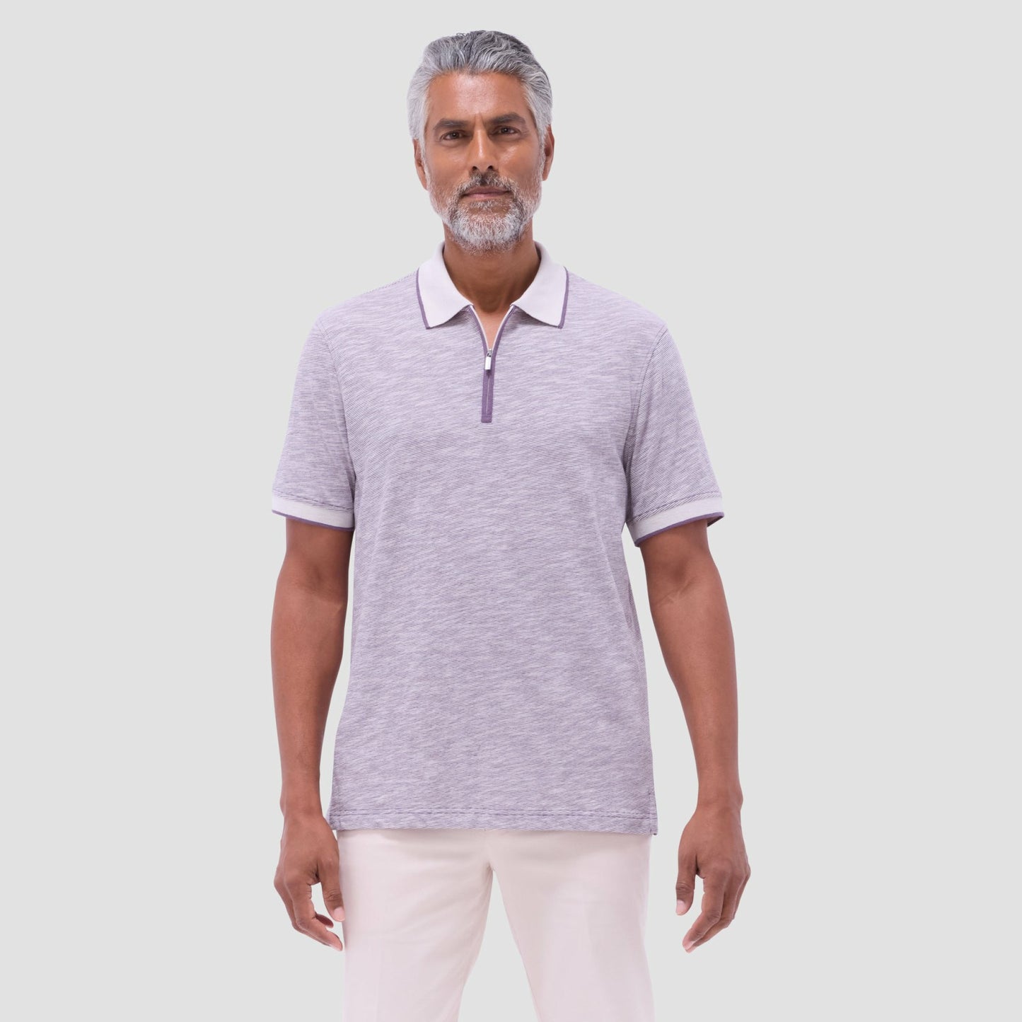 Bugatchi Textured Quarter-Zip Polo Shirt Plum