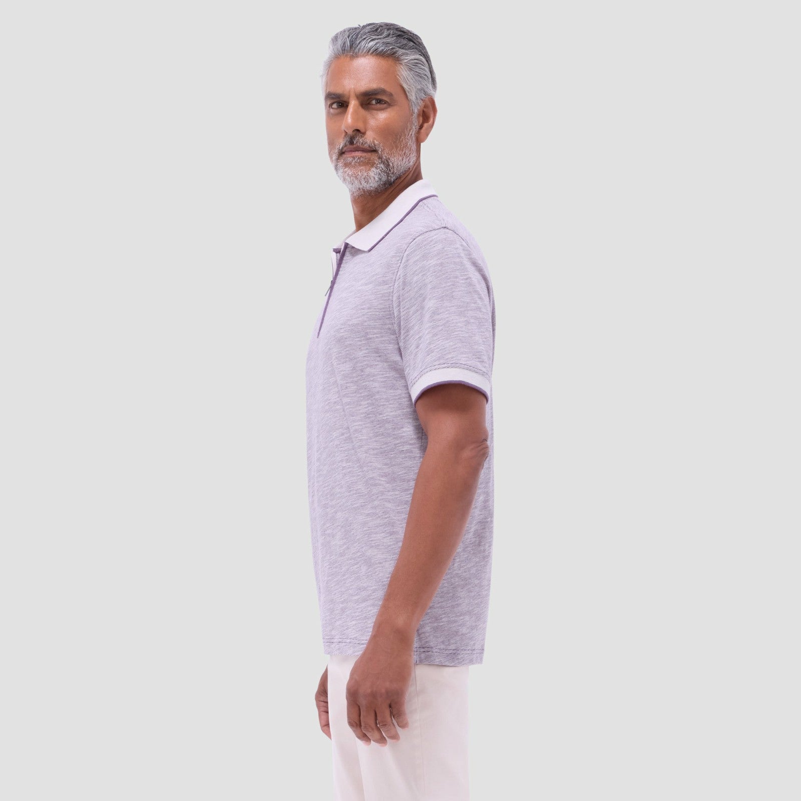 Bugatchi Textured Quarter-Zip Polo Shirt Plum