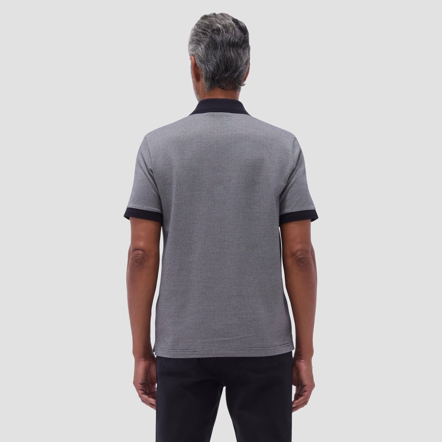 Bugatchi Micro Check Quarter-Zip Polo Shirt Black