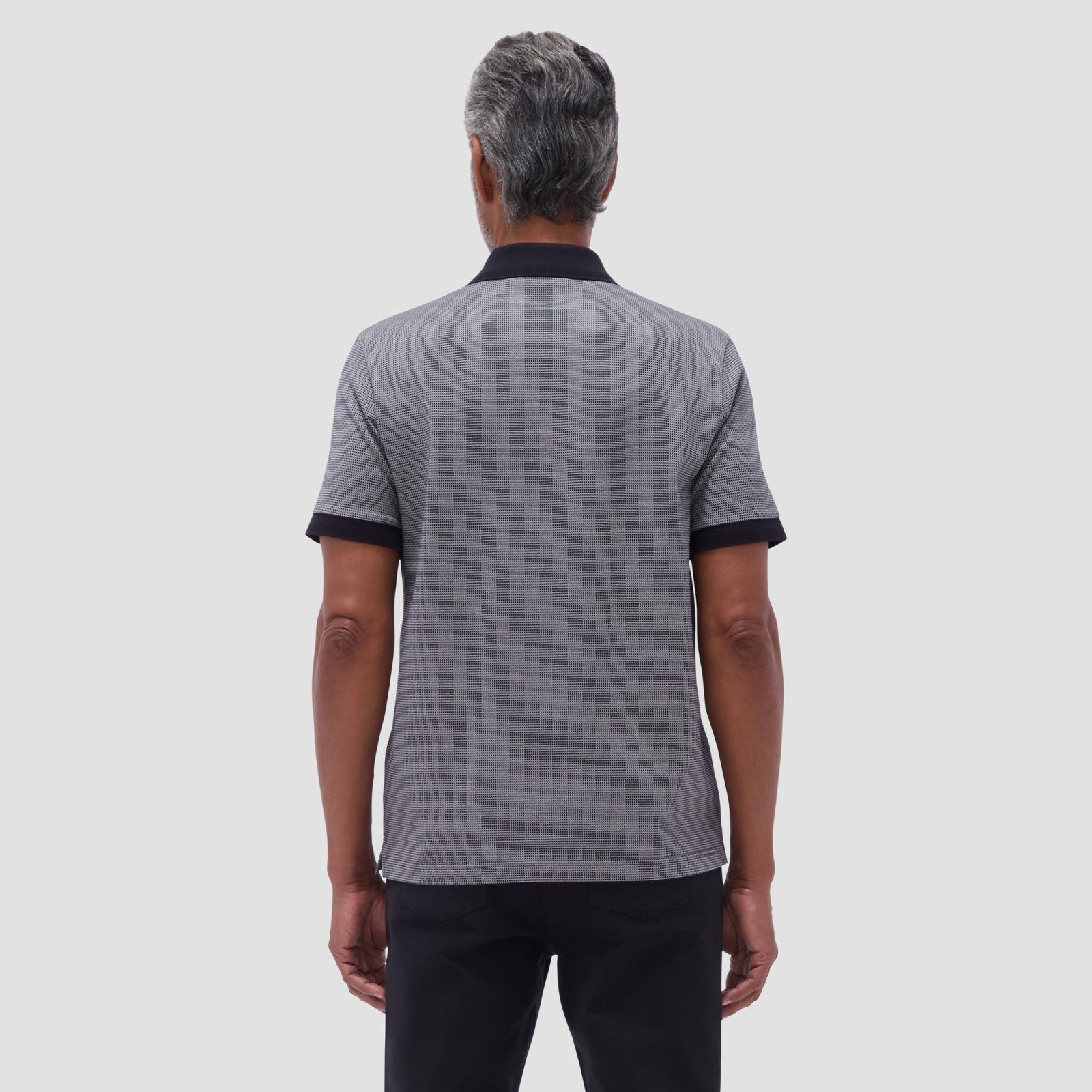 Bugatchi Micro Check Quarter-Zip Polo Shirt Black