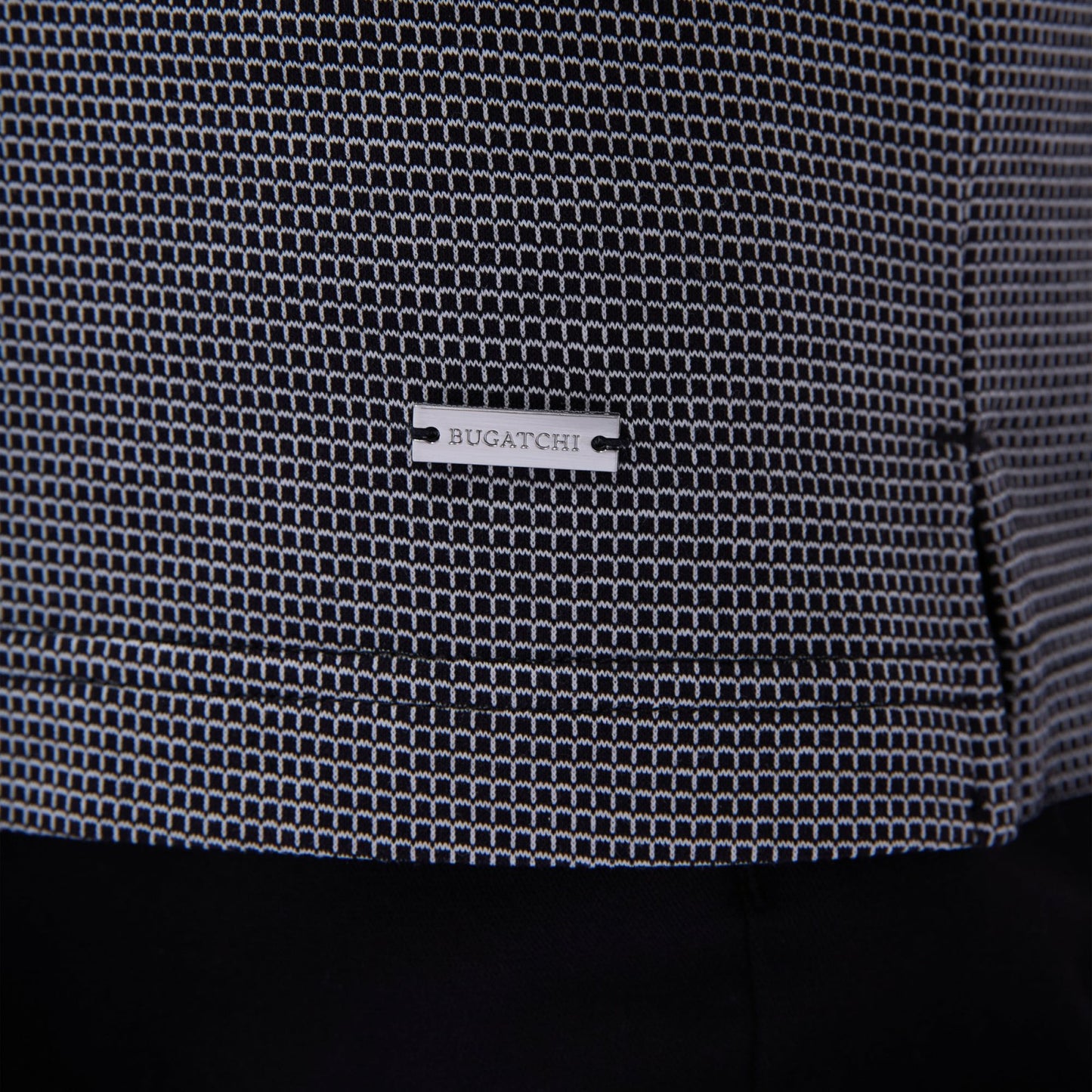 Bugatchi Micro Check Quarter-Zip Polo Shirt Black