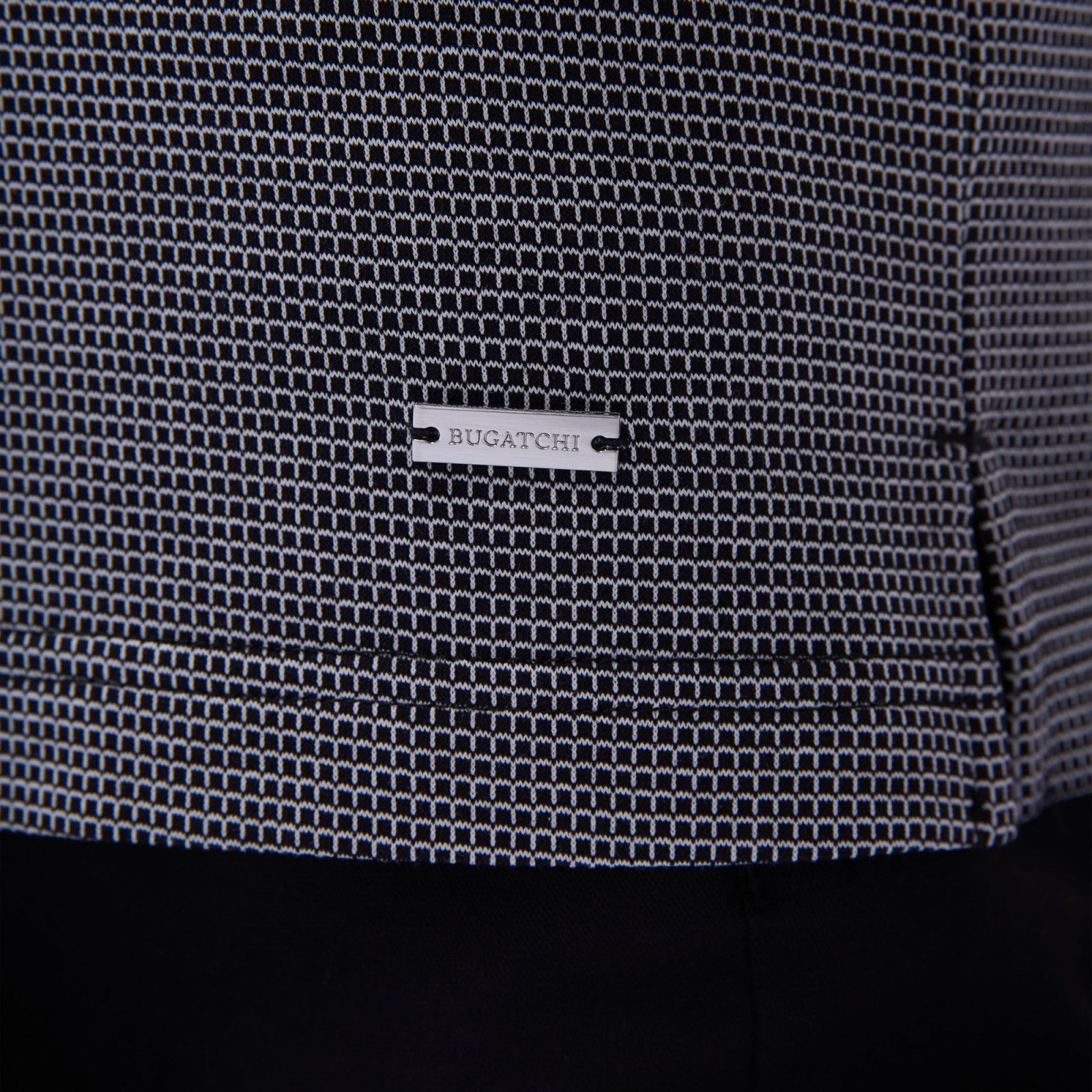 Bugatchi Micro Check Quarter-Zip Polo Shirt Black