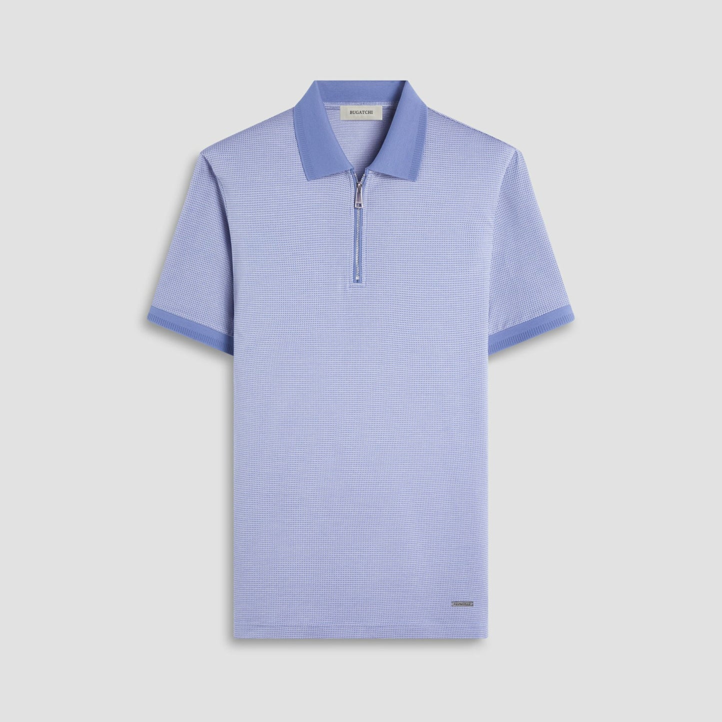 Bugatchi Micro Check Quarter-Zip Polo Shirt Cobalt