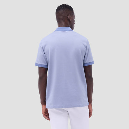 Bugatchi Micro Check Quarter-Zip Polo Shirt Cobalt