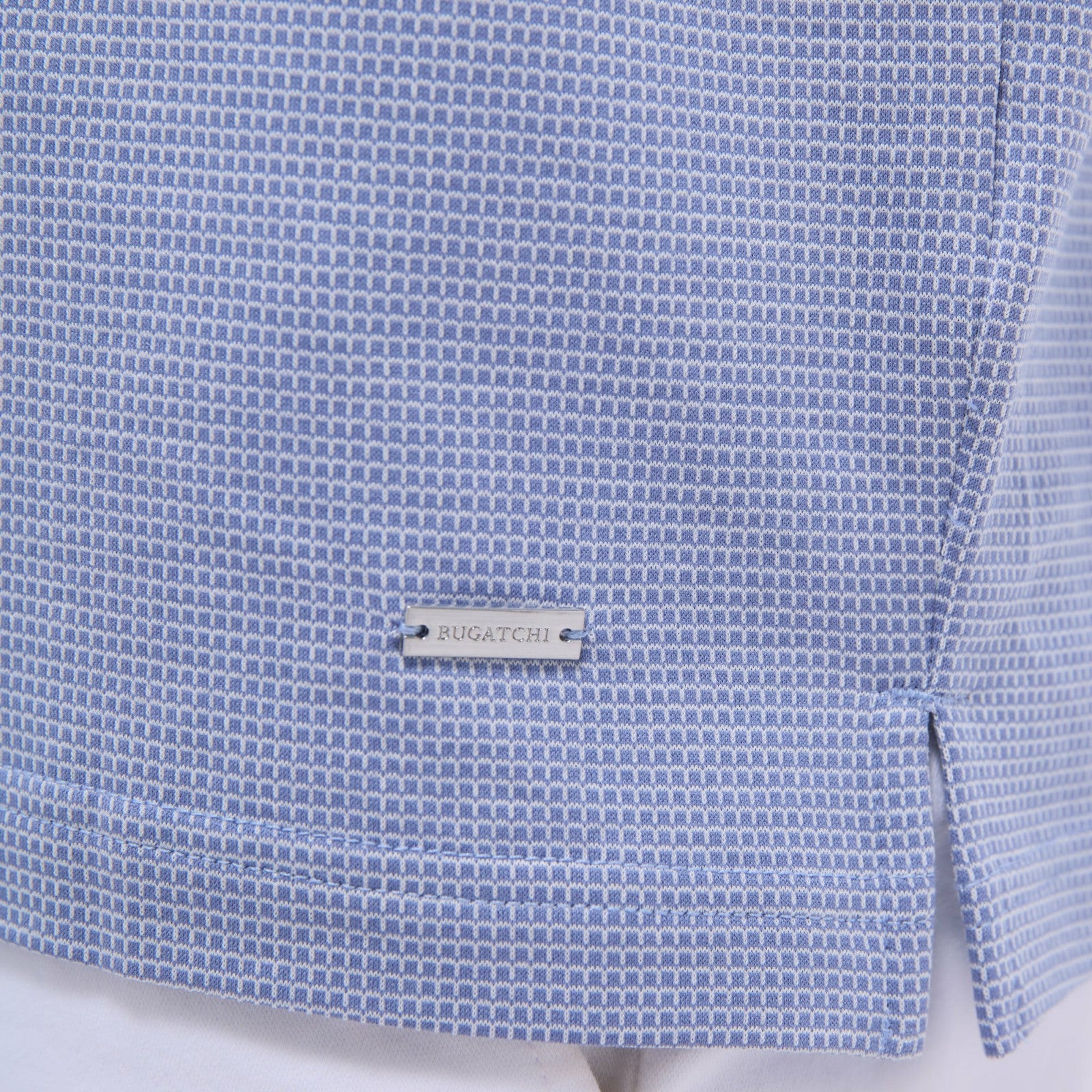 Bugatchi Micro Check Quarter-Zip Polo Shirt Cobalt