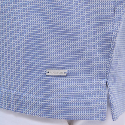 Bugatchi Micro Check Quarter-Zip Polo Shirt Cobalt