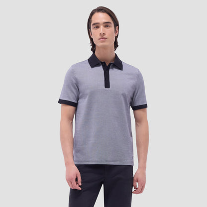 Bugatchi Two-Tone Bird's Eye Polo Shirt Black