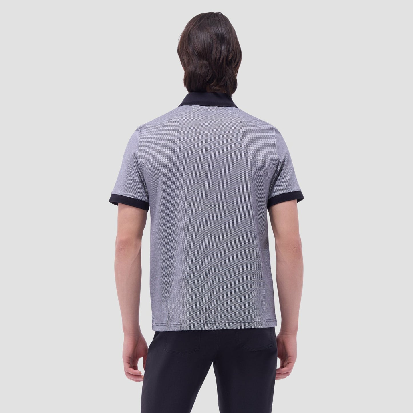 Bugatchi Two-Tone Bird's Eye Polo Shirt Black
