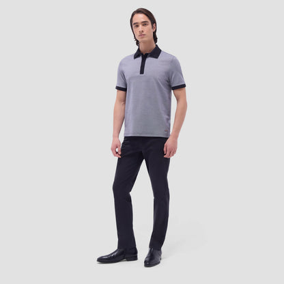Bugatchi Two-Tone Bird's Eye Polo Shirt Black