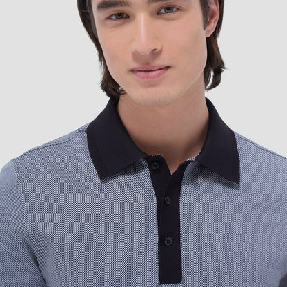 Bugatchi Two-Tone Bird's Eye Polo Shirt Black