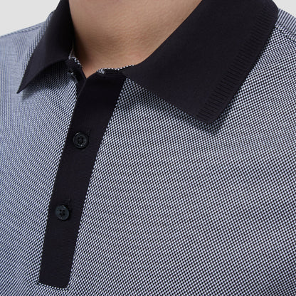 Bugatchi Two-Tone Bird's Eye Polo Shirt Black