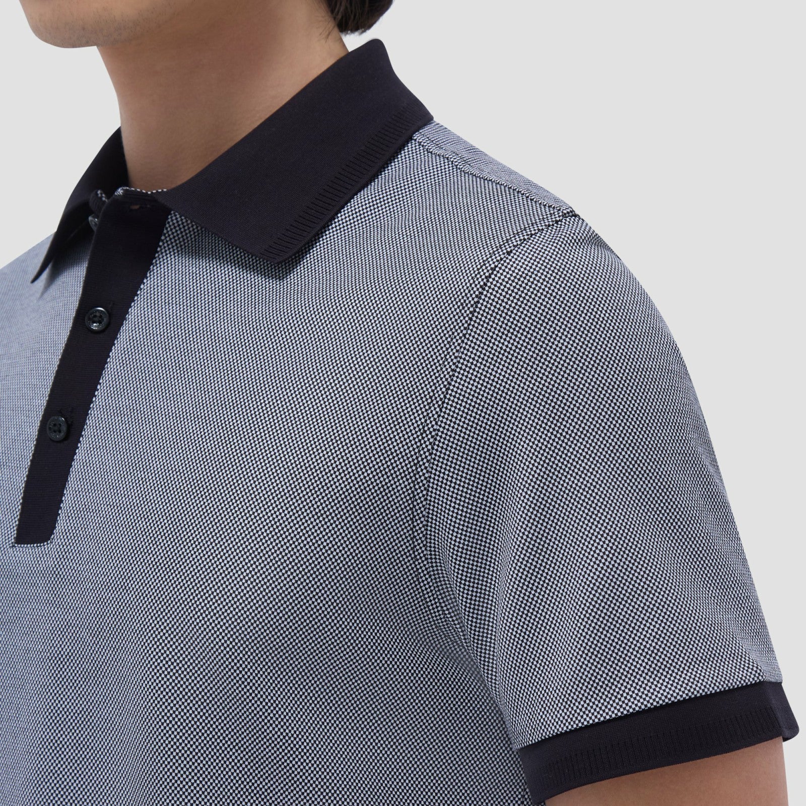Bugatchi Two-Tone Bird's Eye Polo Shirt Black