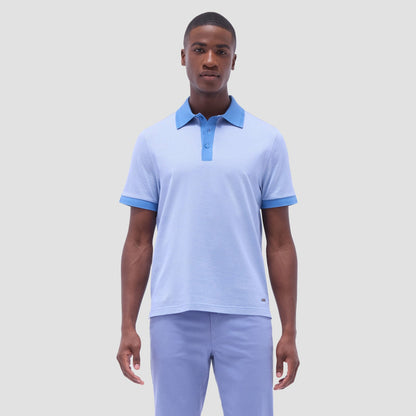 Bugatchi Two-Tone Bird's Eye Polo Shirt Classic Blue