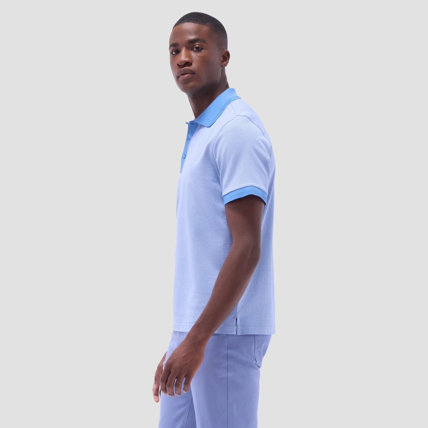 Bugatchi Two-Tone Bird's Eye Polo Shirt Classic Blue