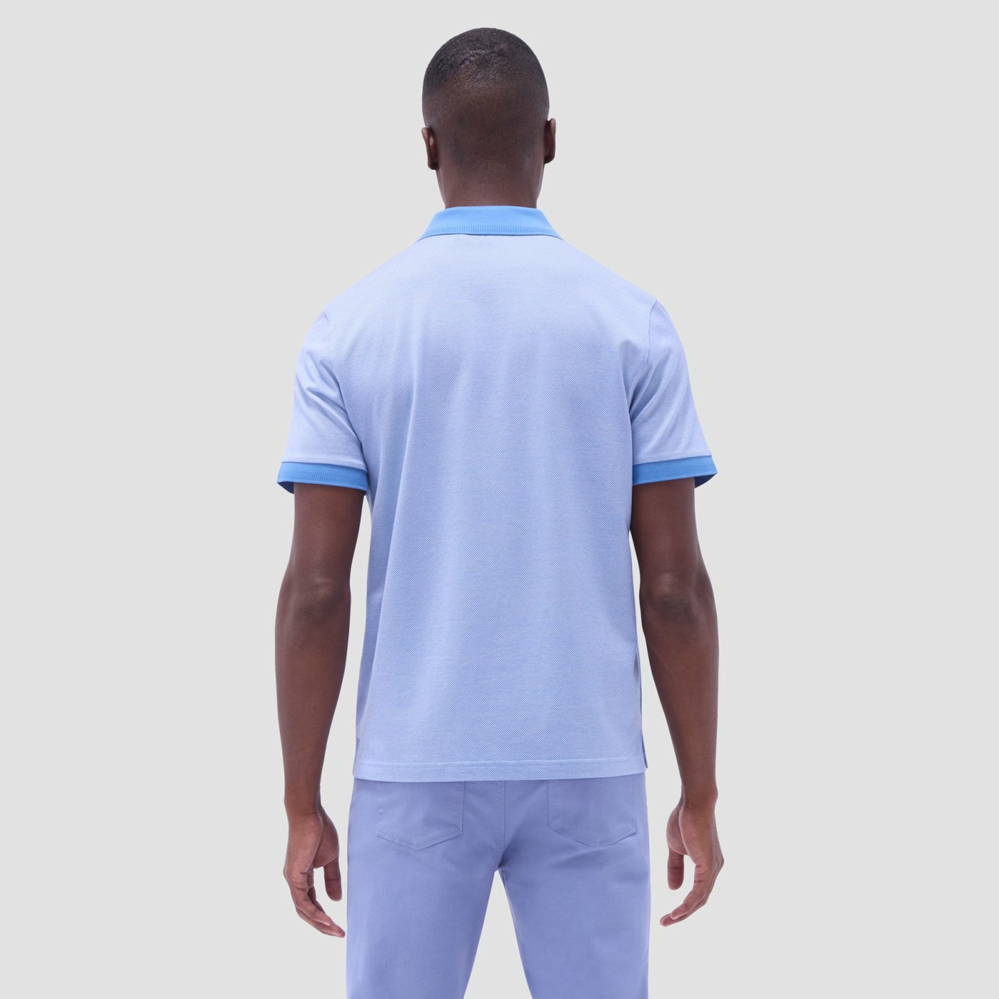 Bugatchi Two-Tone Bird's Eye Polo Shirt Classic Blue