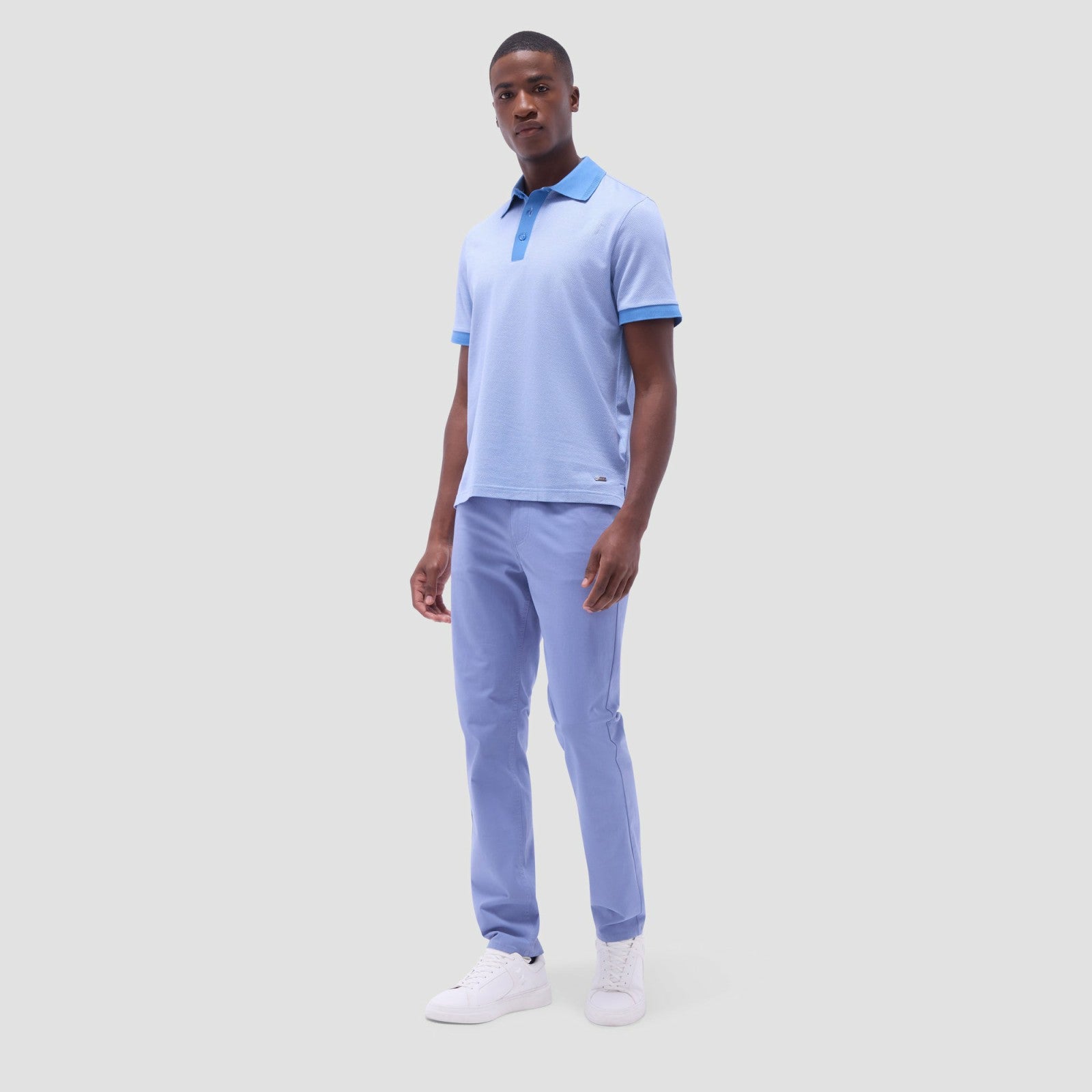 Bugatchi Two-Tone Bird's Eye Polo Shirt Classic Blue
