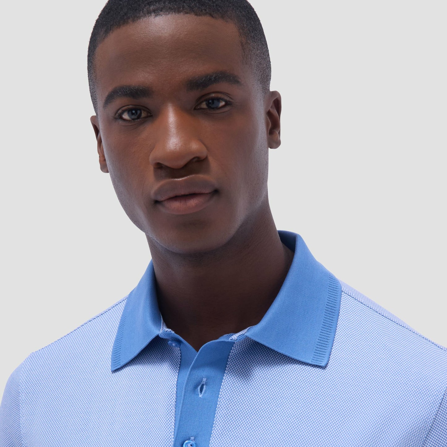 Bugatchi Two-Tone Bird's Eye Polo Shirt Classic Blue