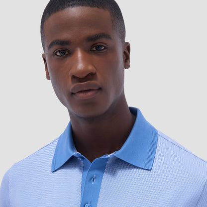 Bugatchi Two-Tone Bird's Eye Polo Shirt Classic Blue