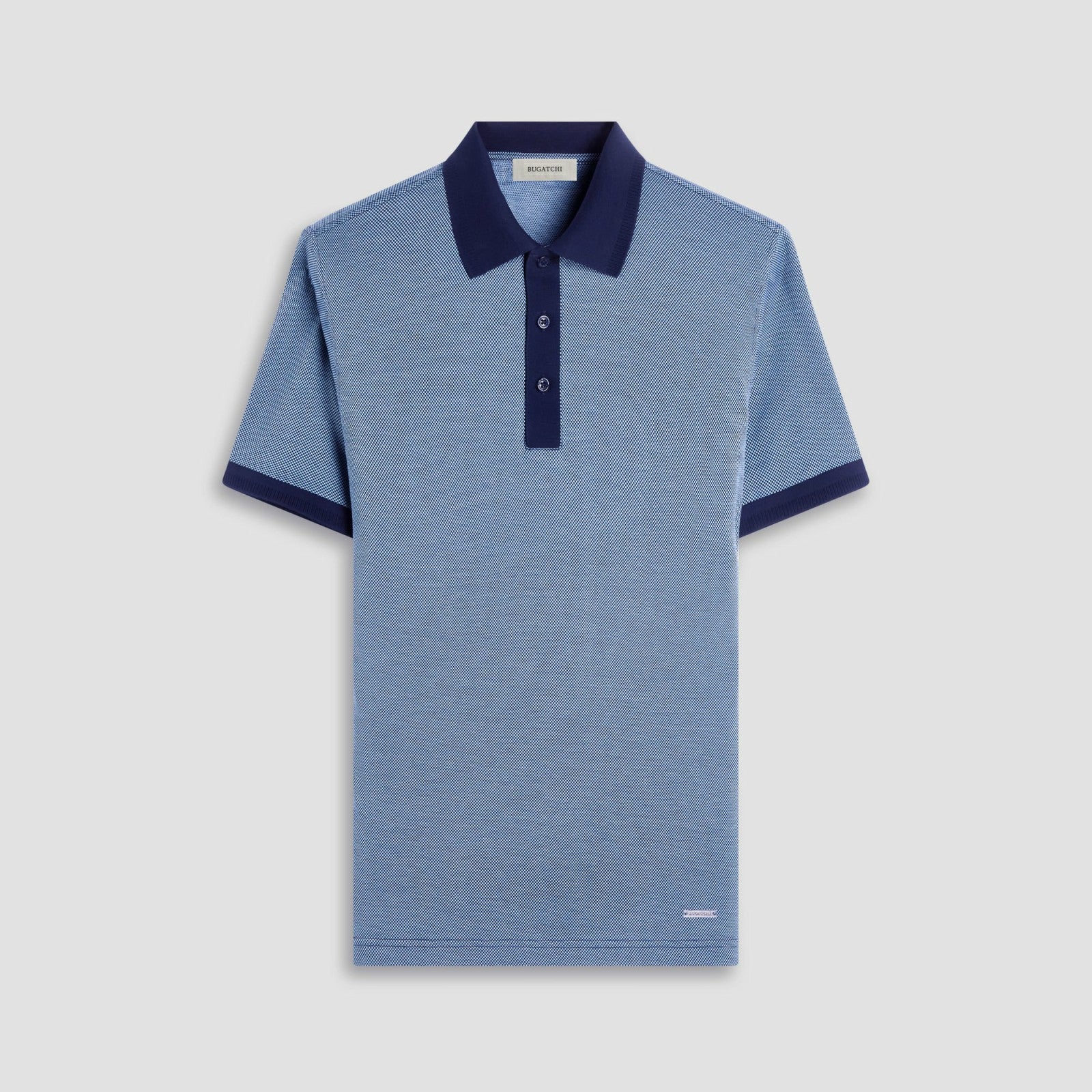 Bugatchi Two-Tone Bird's Eye Polo Shirt Navy