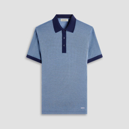 Bugatchi Two-Tone Bird's Eye Polo Shirt Navy