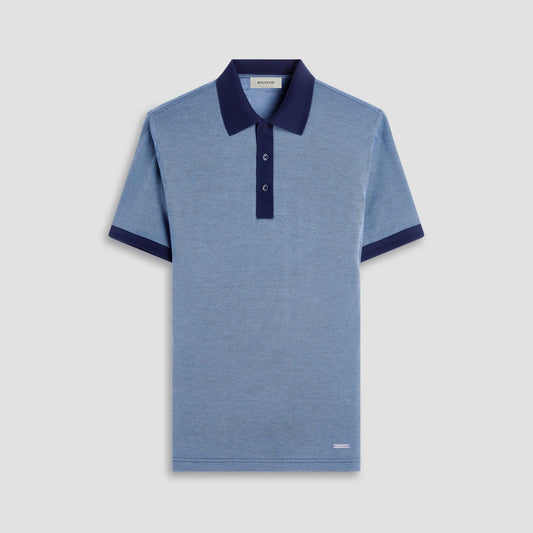 Bugatchi Two-Tone Bird's Eye Polo Shirt Navy