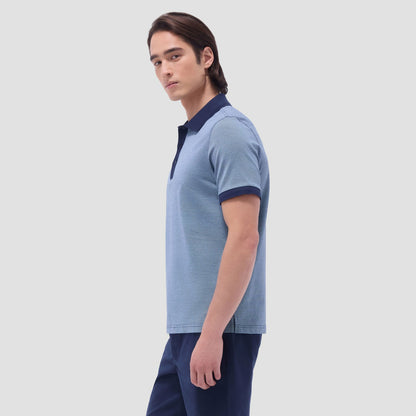 Bugatchi Two-Tone Bird's Eye Polo Shirt Navy