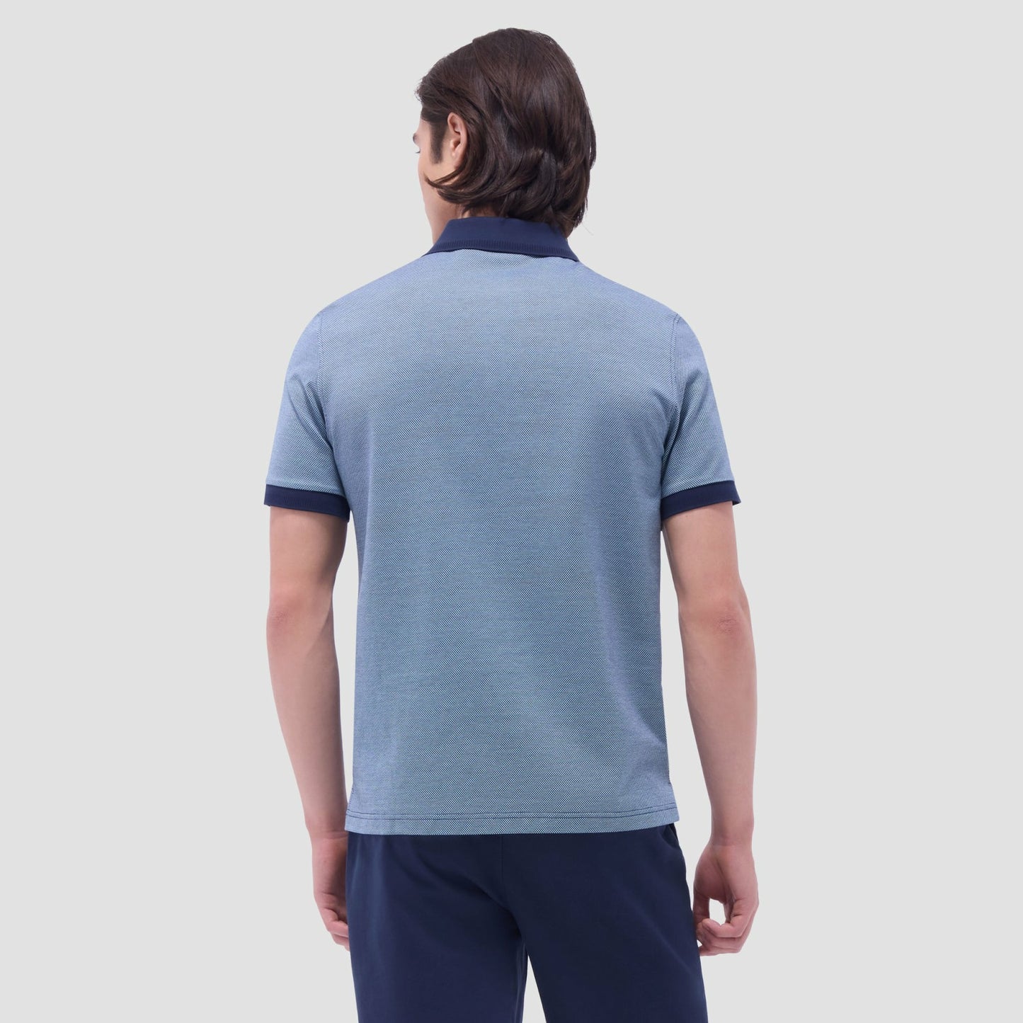 Bugatchi Two-Tone Bird's Eye Polo Shirt Navy