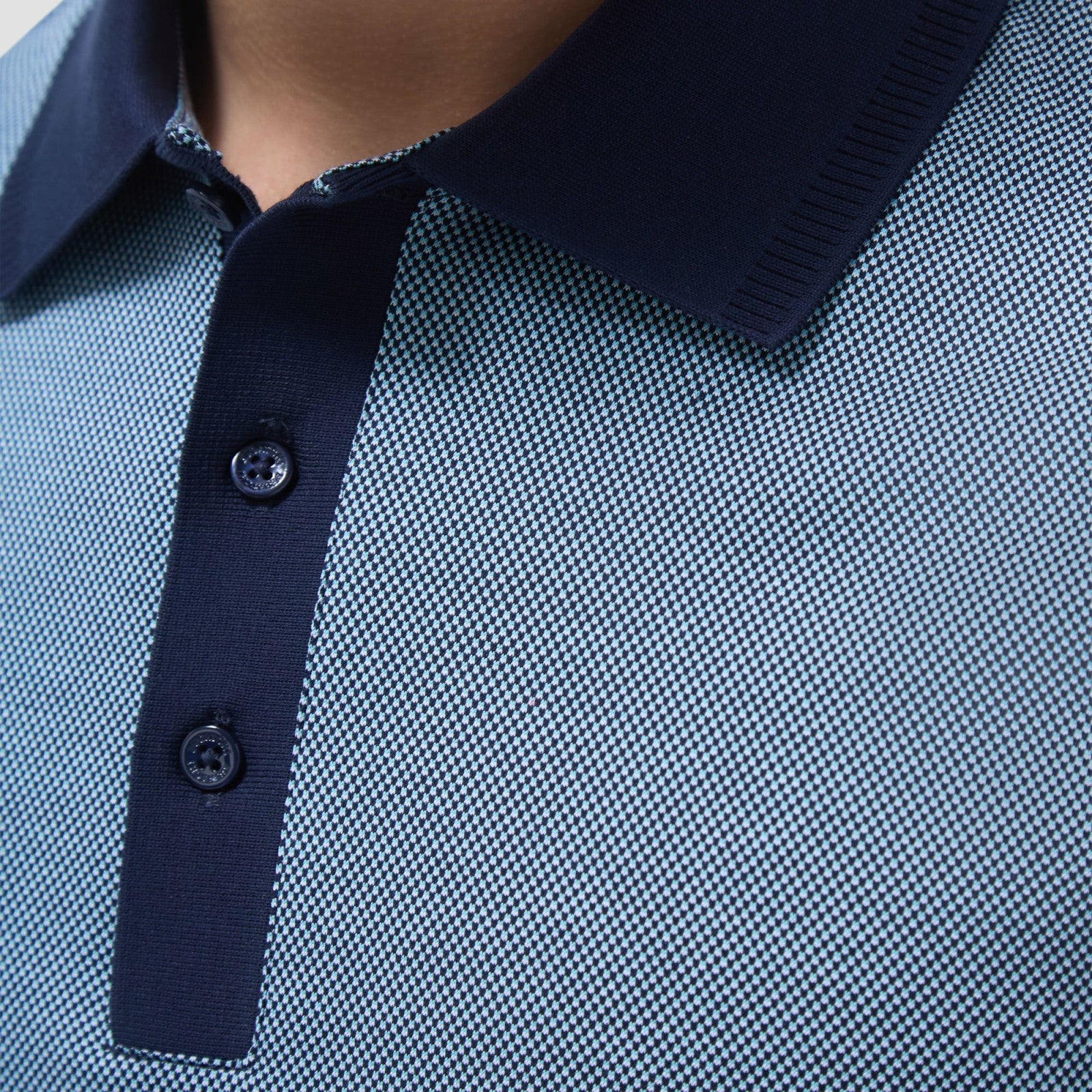 Bugatchi Two-Tone Bird's Eye Polo Shirt Navy