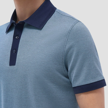 Bugatchi Two-Tone Bird's Eye Polo Shirt Navy